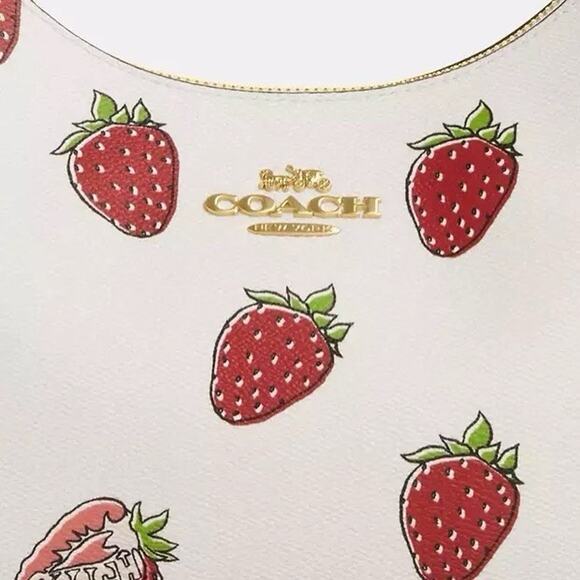NWT COACH Teri Hobo Bag With Strawberry Print CAL67 Gold/Chalk - Picture 6 of 12